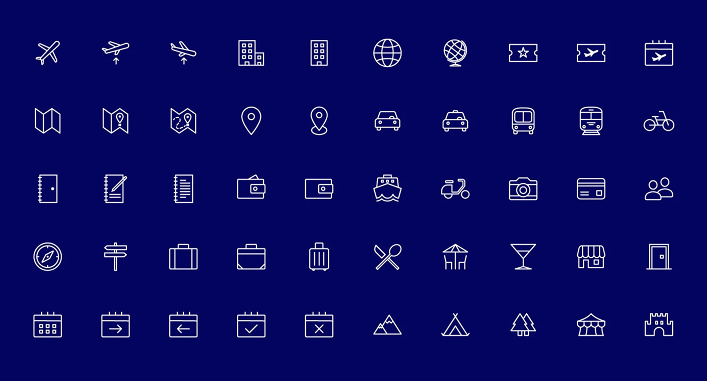 50 Free Travel Icons (AI, Adobe XD, SVG, PSD & More)