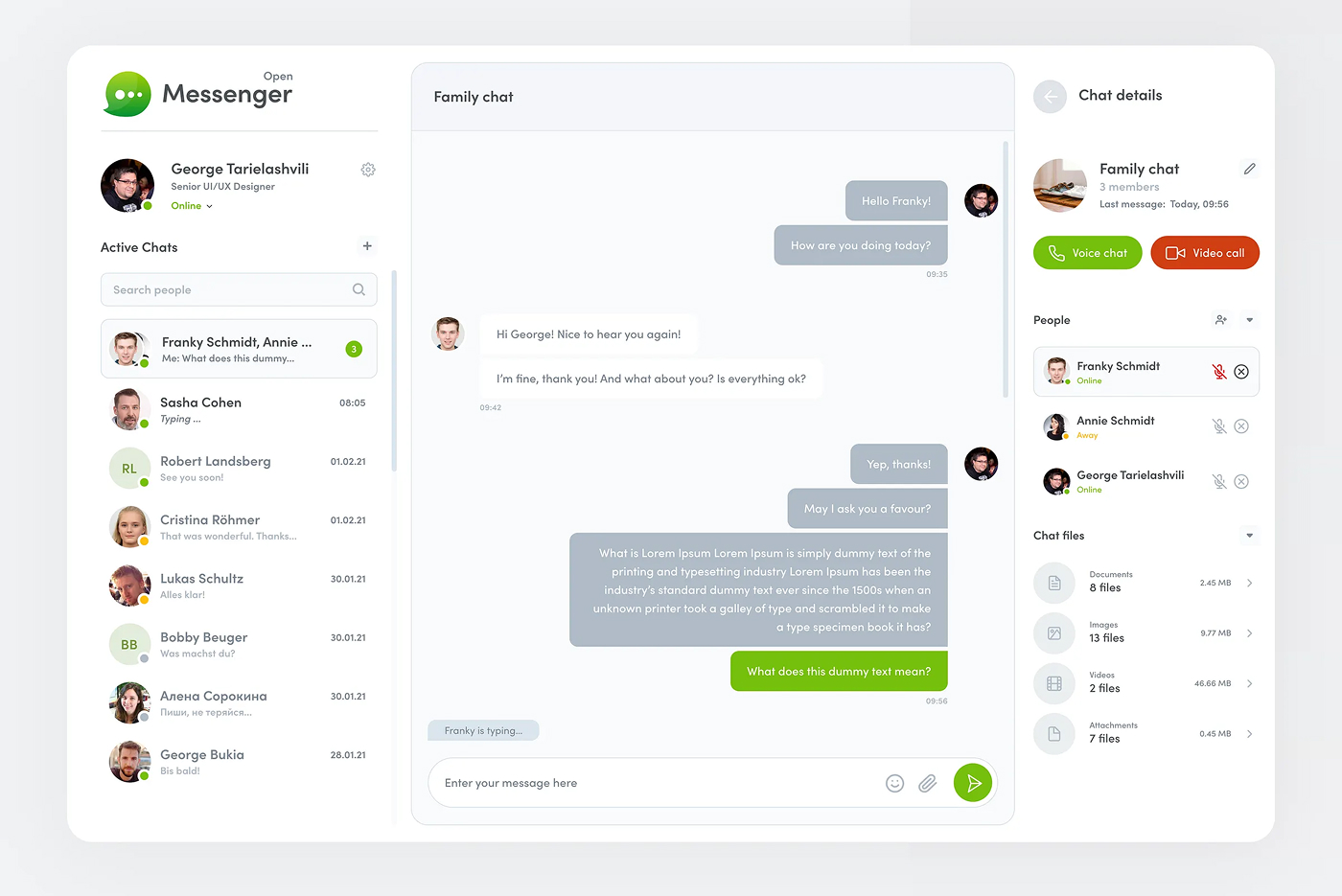 Open Messenger Chat XD Template